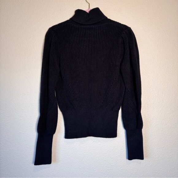 Frame Black Chunky Knit Puff Sleeve Sweater Turtleneck Women’s S Preppy Fall - Picture 7 of 9